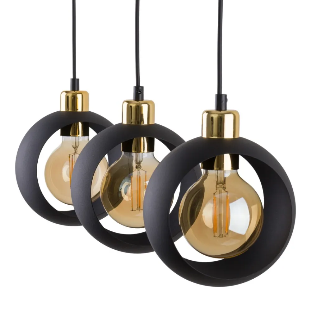 Lampa Wisząca CYKLOP Czarny Złoty 3xE27 * TK Lighting