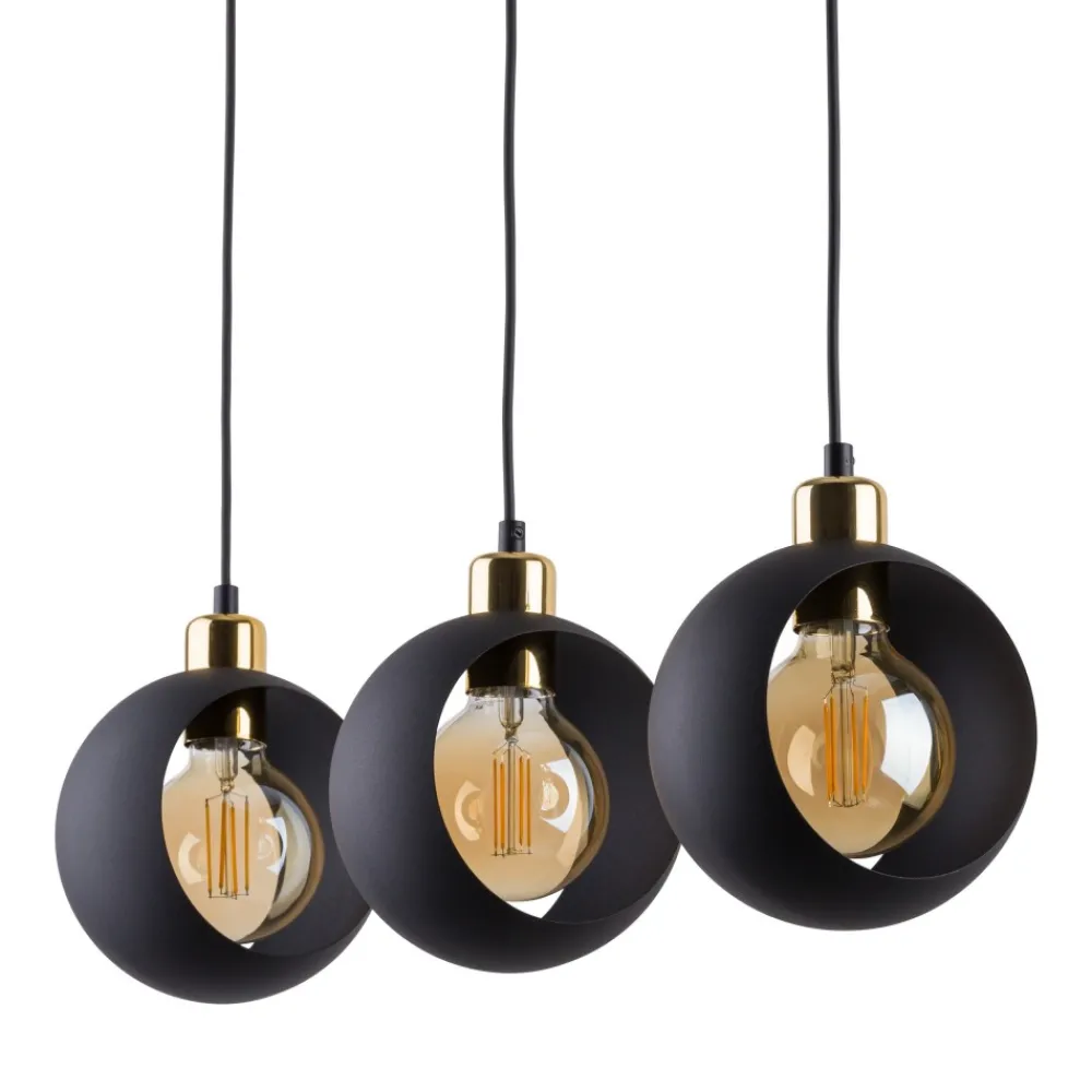 Lampa Wisząca CYKLOP Czarny Złoty 3xE27 * TK Lighting