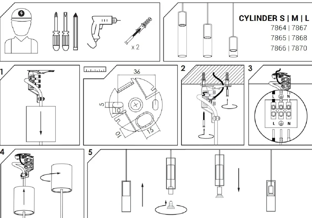 Lampa Wisząca CYLINDER L Czarny Transparentny Szklany Klosz 1xGU10 * Nowodvorski Online
