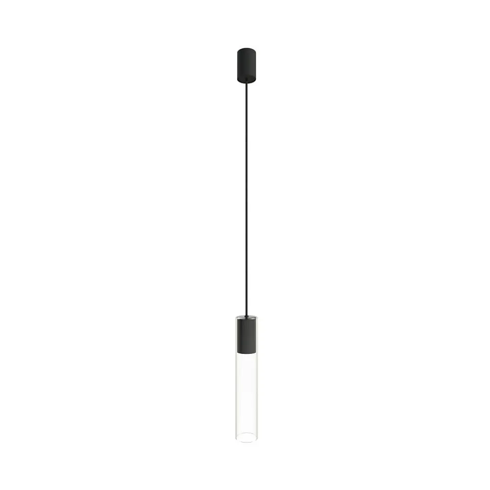 Lampa Wisząca CYLINDER L Czarny Transparentny Szklany Klosz 1xGU10 * Nowodvorski Online