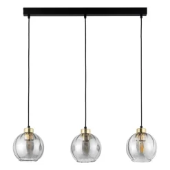 Lampa Wisząca DEVI Czarny Transparentny Szklane Klosze 3xE27 * TK Lighting New