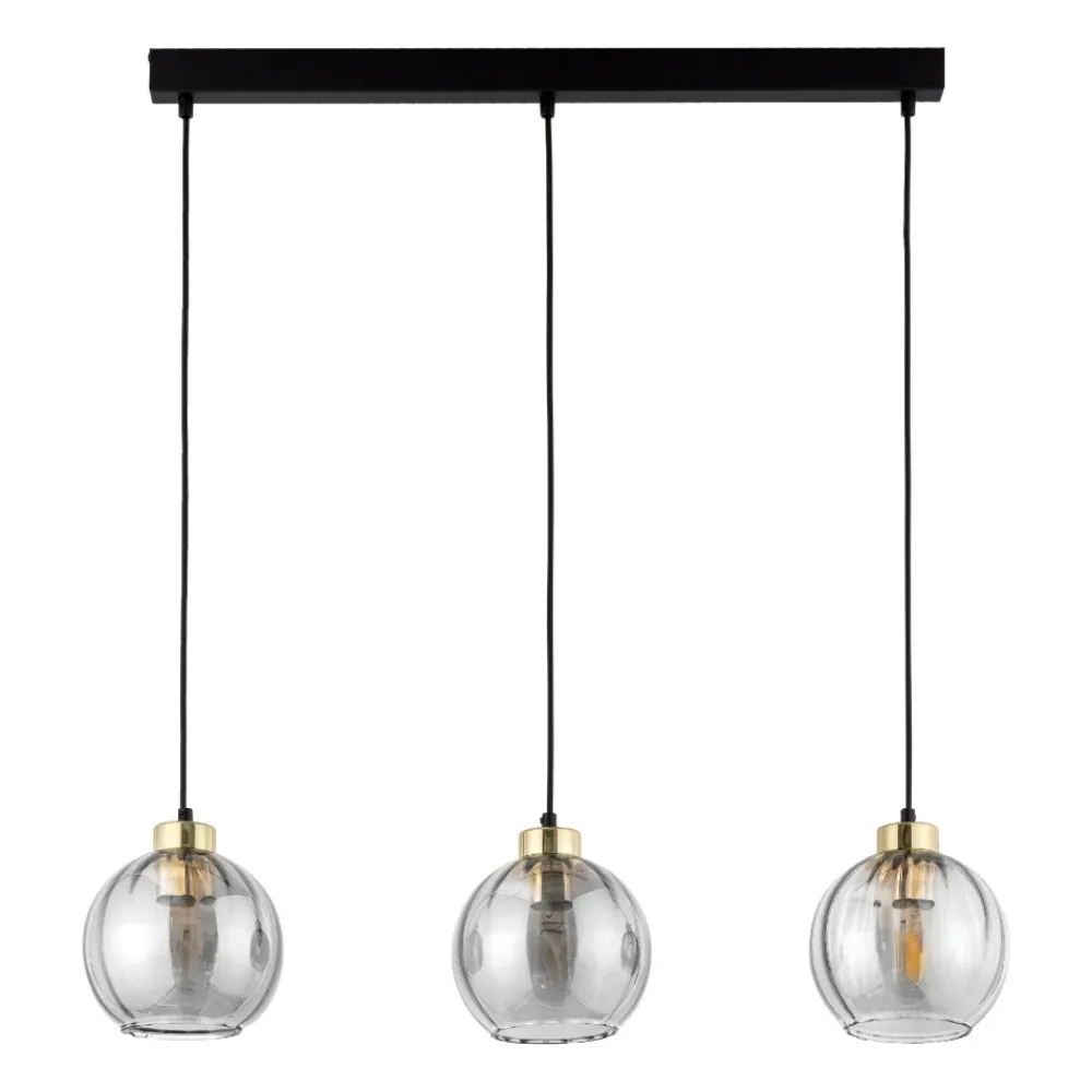 Lampa Wisząca DEVI Czarny Transparentny Szklane Klosze 3xE27 * TK Lighting New