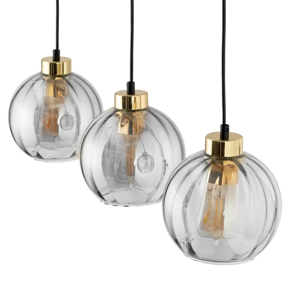 Lampa Wisząca DEVI Czarny Transparentny Szklane Klosze 3xE27 * TK Lighting New