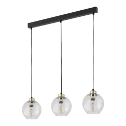 Lampa Wisząca DEVI Czarny Transparentny Szklane Klosze 3xE27 * TK Lighting New
