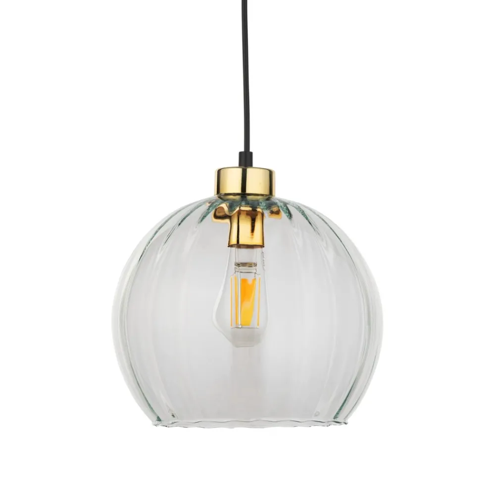 Lampa Wisząca DEVI Czarny Transparentny Szklany Klosz 1xE27 * TK Lighting Sale