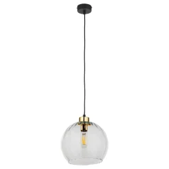 Lampa Wisząca DEVI Czarny Transparentny Szklany Klosz 1xE27 * TK Lighting Sale