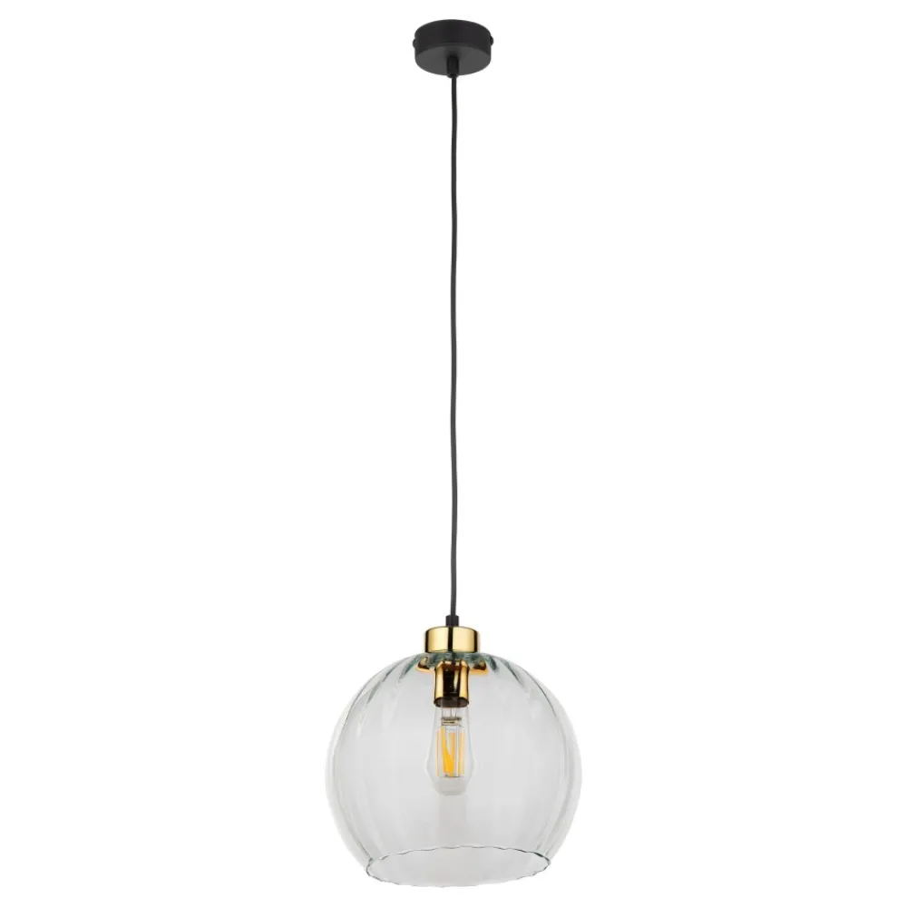 Lampa Wisząca DEVI Czarny Transparentny Szklany Klosz 1xE27 * TK Lighting Sale