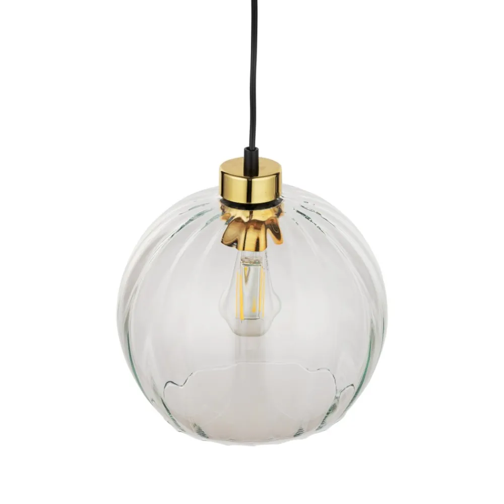 Lampa Wisząca DEVI Czarny Transparentny Szklany Klosz 1xE27 * TK Lighting Sale