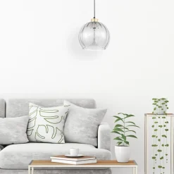 Lampa Wisząca DEVI Czarny Transparentny Szklany Klosz 1xE27 * TK Lighting Sale