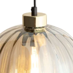 Lampa Wisząca DEVI Czarny Złoty Szklany Klosz 1xE27 * TK Lighting New