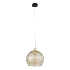 Lampa Wisząca DEVI Czarny Złoty Szklany Klosz 1xE27 * TK Lighting New