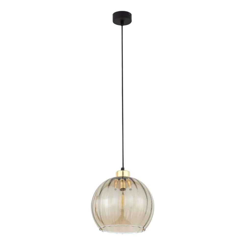 Lampa Wisząca DEVI Czarny Złoty Szklany Klosz 1xE27 * TK Lighting New