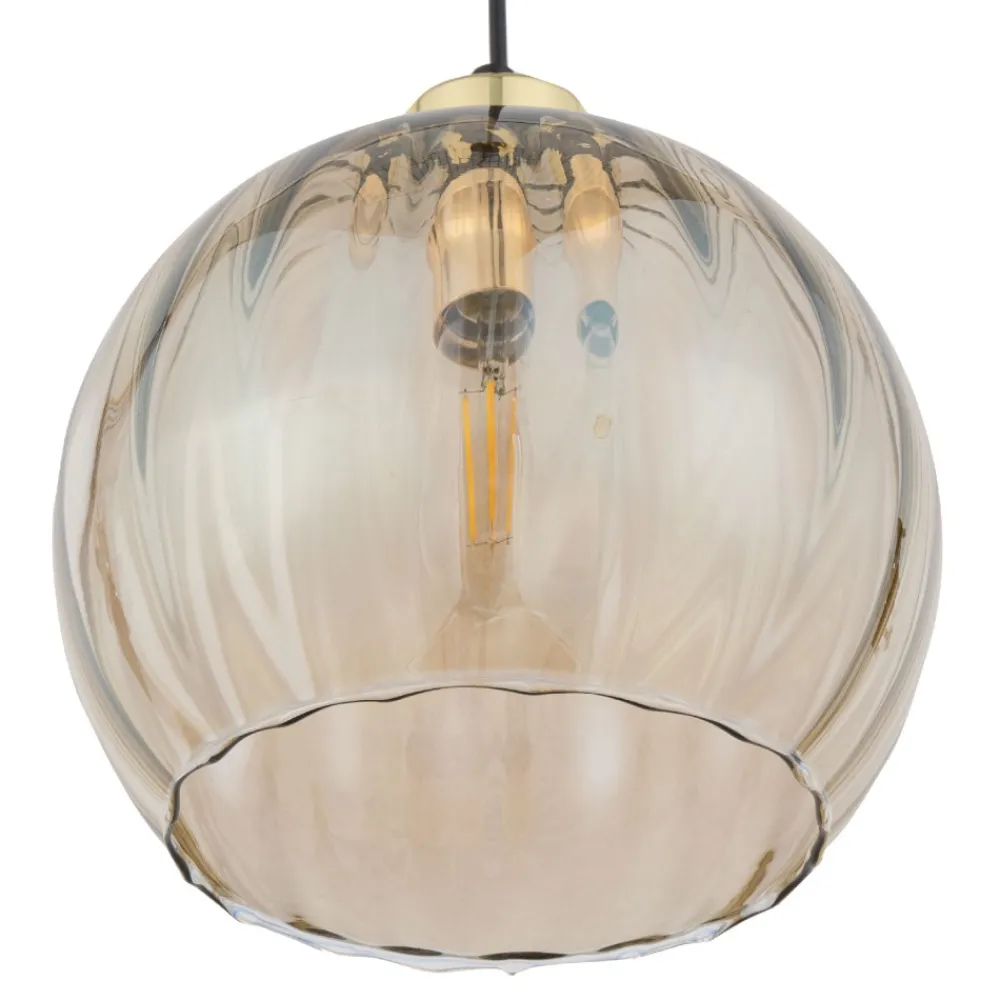 Lampa Wisząca DEVI Czarny Złoty Szklany Klosz 1xE27 * TK Lighting New