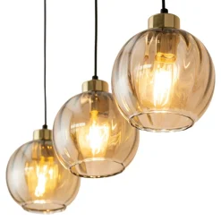 Lampa Wisząca DEVI Czarny Złoty Szklane Klosze 3xE27 * TK Lighting Sale