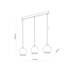 Lampa Wisząca DEVI Czarny Złoty Szklane Klosze 3xE27 * TK Lighting Sale