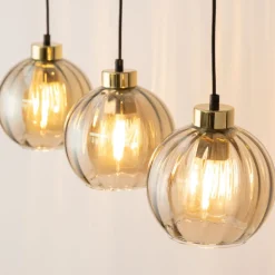Lampa Wisząca DEVI Czarny Złoty Szklane Klosze 3xE27 * TK Lighting Sale