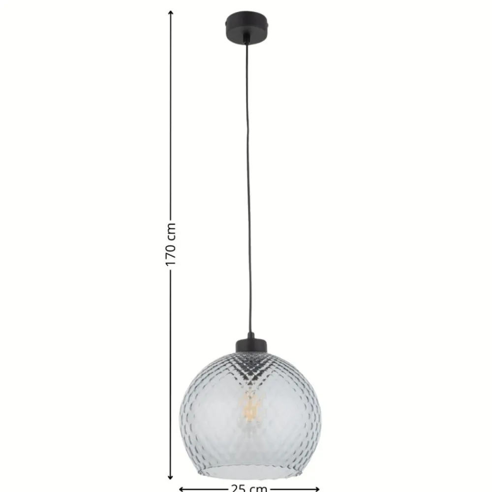 Lampa wisząca DEVON czarna klosz grafit 1xE27 25 cm * TK Lighting Discount