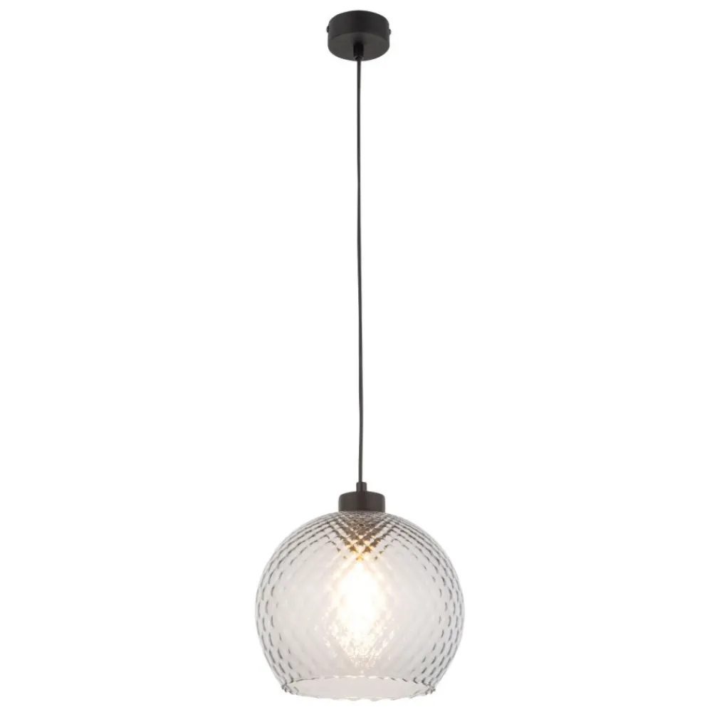 Lampa wisząca DEVON czarna klosz grafit 1xE27 25 cm * TK Lighting Discount