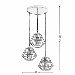 Lampa Wisząca DIAMOND Biały Koło Metalowe Klosze 3xE27 * TK Lighting Sale