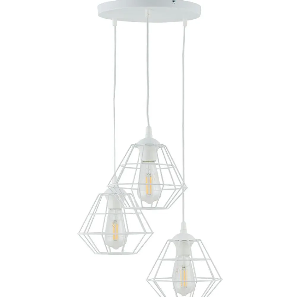 Lampa Wisząca DIAMOND Biały Koło Metalowe Klosze 3xE27 * TK Lighting Sale