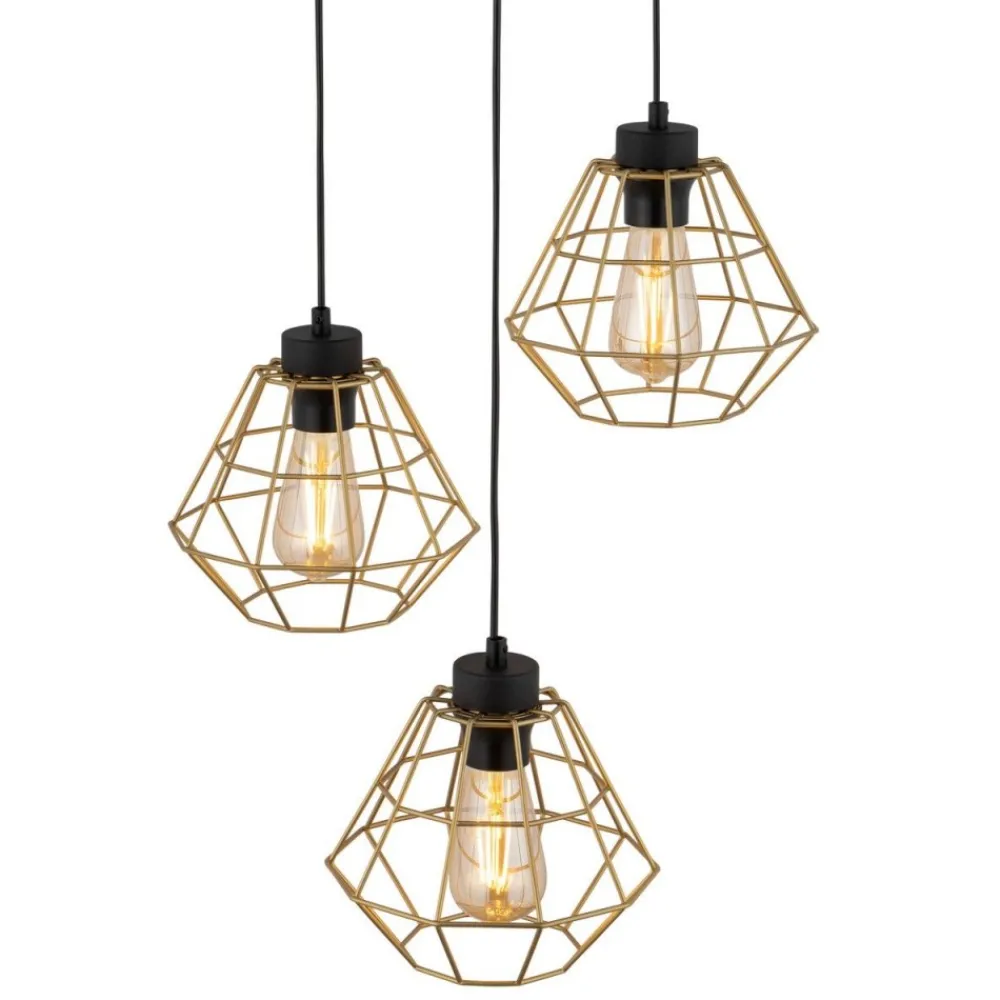 Lampa wisząca DIAMOND czarna złota 3xE27 * TK Lighting Discount