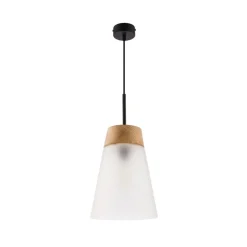 Lampa Wisząca DOMINO Czarny Biały Szklany Klosz 1xE27 23 cm * Jupiter Hot