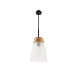 Lampa Wisząca DOMINO Czarny Biały Szklany Klosz 1xE27 23 cm * Jupiter Hot