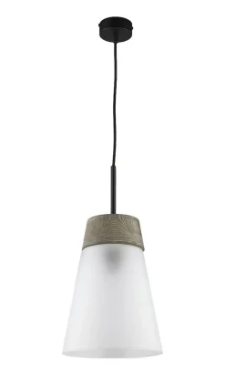 Lampa Wisząca DOMINO I Czarny biały Szklany Klosz 1xE27 23 cm * Jupiter