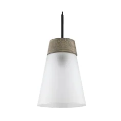 Lampa Wisząca DOMINO I Czarny biały Szklany Klosz 1xE27 23 cm * Jupiter