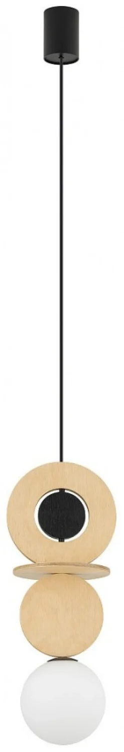 Lampa Wisząca DROPS WOOD A Brązowy Biały Szklany Klosz 1xG9