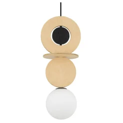 Lampa Wisząca DROPS WOOD A Brązowy Biały Szklany Klosz 1xG9