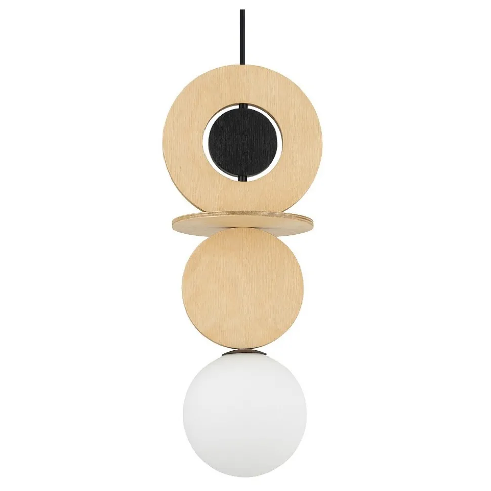 Lampa Wisząca DROPS WOOD A Brązowy Biały Szklany Klosz 1xG9