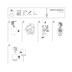 Lampa Wisząca DROPS WOOD D Czarny Brązowy 1xE27 * Nowodvorski