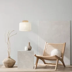 Lampa wisząca DUO biała juta 1xE27 * TK Lighting New