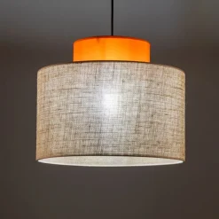 Lampa wisząca DUO czarna abażur juta pomarańcz 1xE27 38 cm * TK Lighting Sale