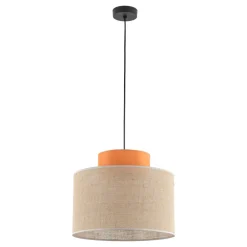 Lampa wisząca DUO czarna abażur juta pomarańcz 1xE27 38 cm * TK Lighting Sale