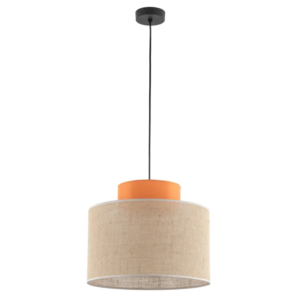 Lampa wisząca DUO czarna abażur juta pomarańcz 1xE27 38 cm * TK Lighting Sale