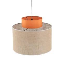 Lampa wisząca DUO czarna abażur juta pomarańcz 1xE27 38 cm * TK Lighting Sale
