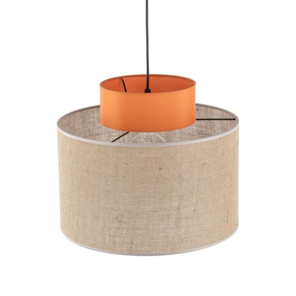Lampa wisząca DUO czarna abażur juta pomarańcz 1xE27 38 cm * TK Lighting Sale