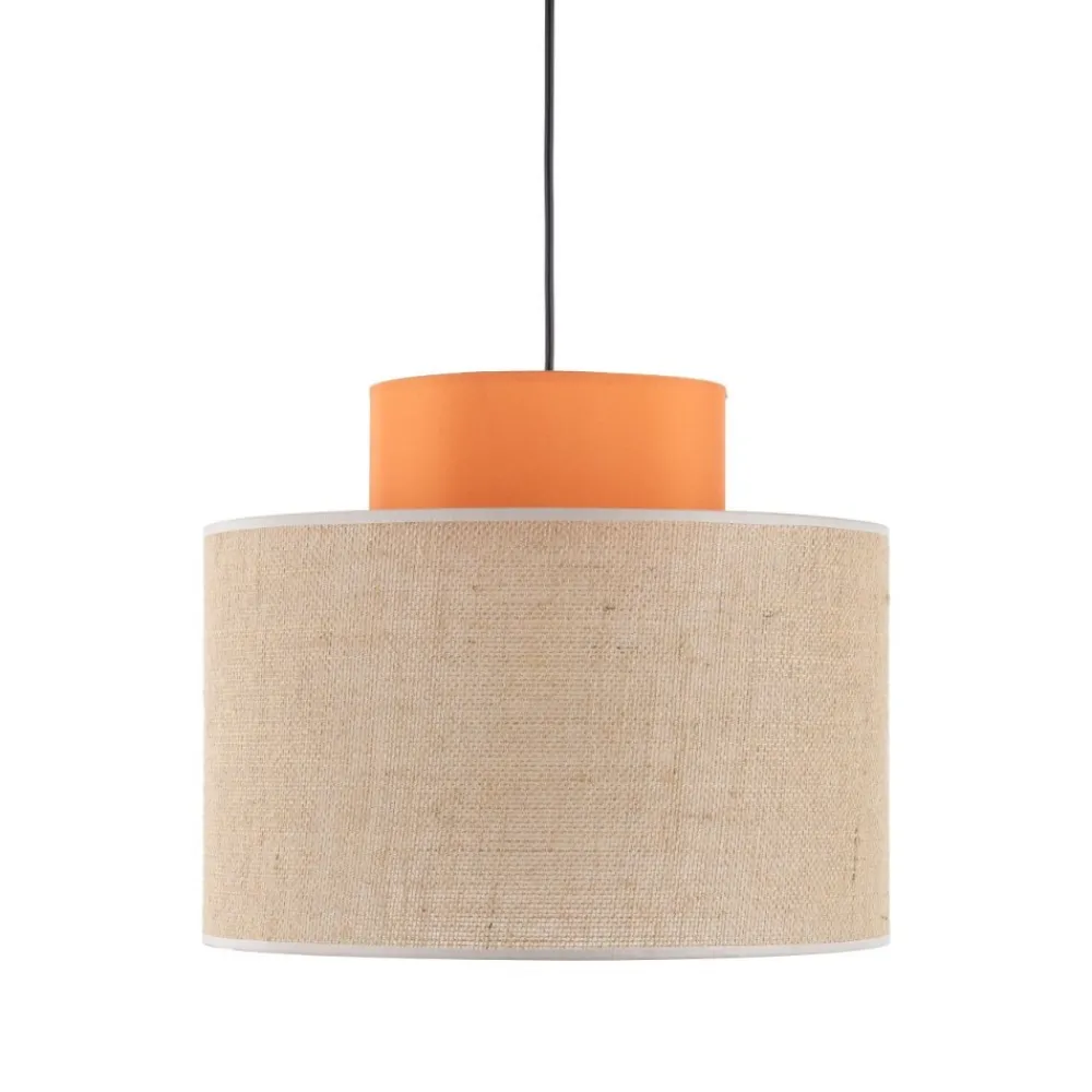 Lampa wisząca DUO czarna abażur juta pomarańcz 1xE27 38 cm * TK Lighting Sale