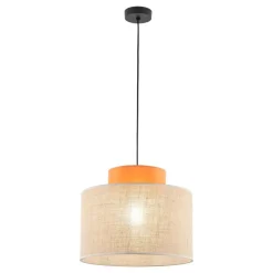 Lampa wisząca DUO czarna abażur juta pomarańcz 1xE27 38 cm * TK Lighting Sale