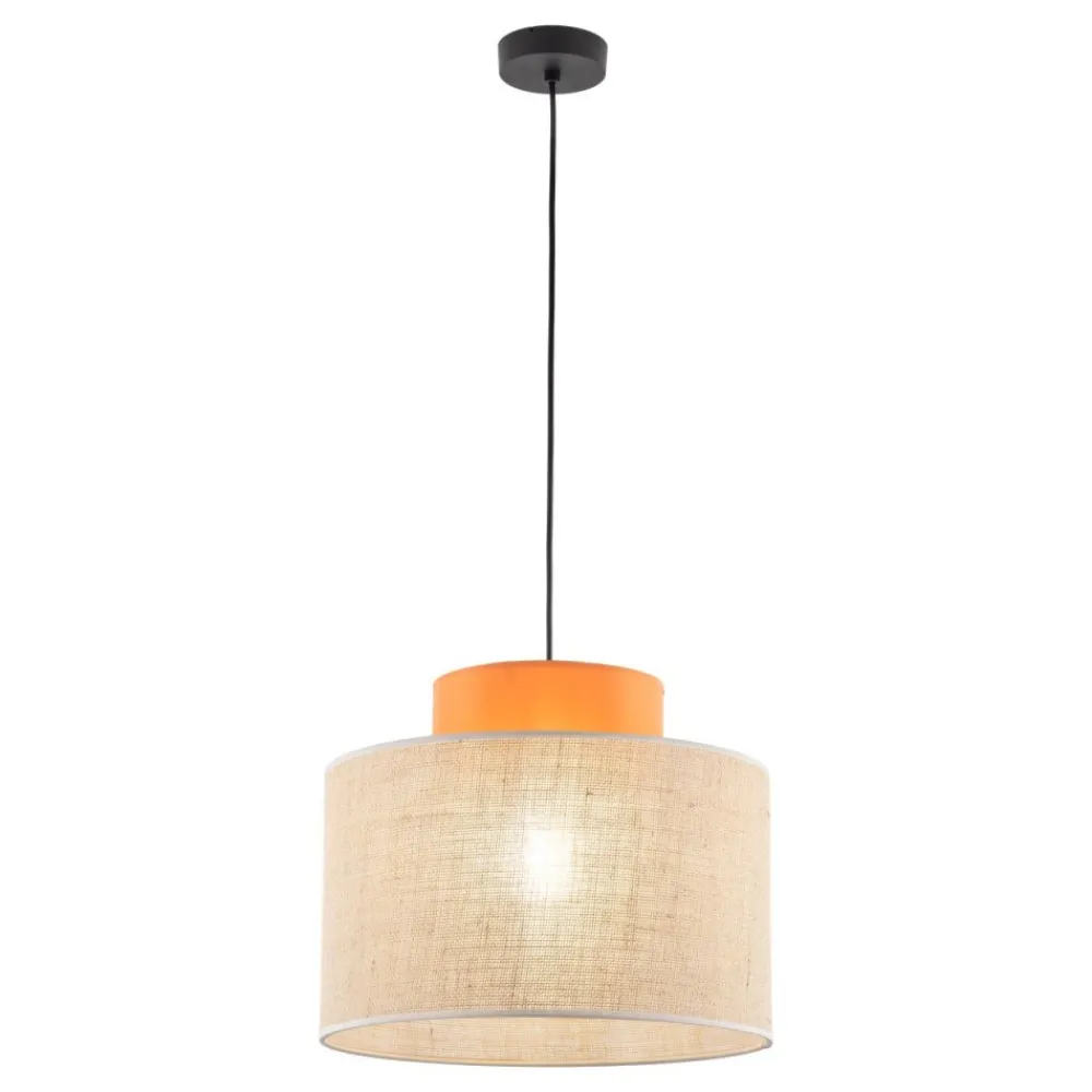 Lampa wisząca DUO czarna abażur juta pomarańcz 1xE27 38 cm * TK Lighting Sale
