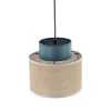 Lampa wisząca DUO czarna abażur juta zielony 1xE27 20 cm * TK Lighting