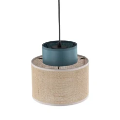 Lampa wisząca DUO czarna abażur juta zielony 1xE27 20 cm * TK Lighting