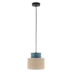 Lampa wisząca DUO czarna abażur juta zielony 1xE27 20 cm * TK Lighting