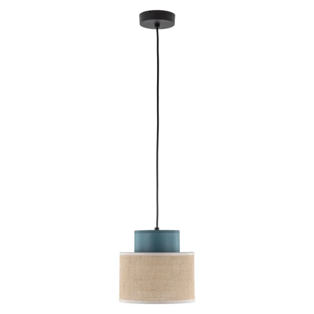 Lampa wisząca DUO czarna abażur juta zielony 1xE27 20 cm * TK Lighting