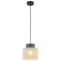 Lampa wisząca DUO czarna abażur juta zielony 1xE27 20 cm * TK Lighting