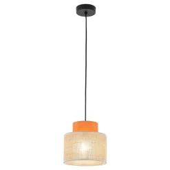 Lampa wisząca DUO czarna abażur juta pomarańcz 1xE27 20 cm * TK Lighting Clearance