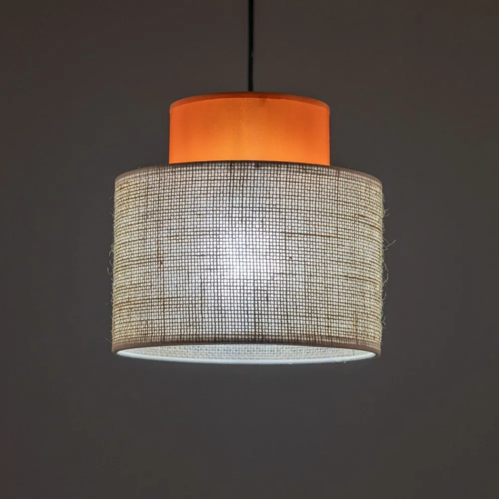 Lampa wisząca DUO czarna abażur juta pomarańcz 1xE27 20 cm * TK Lighting Clearance