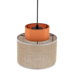 Lampa wisząca DUO czarna abażur juta pomarańcz 1xE27 20 cm * TK Lighting Clearance